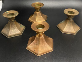 Copper Candle Holders Hammered Pattern Made In Japan Set Of 4 - £13.71 GBP