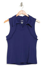 NWT X by GOTTEX Navy Blue Ruffle Sleeveless Golf Tennis Polo Shirt XS S M L & XL image 3