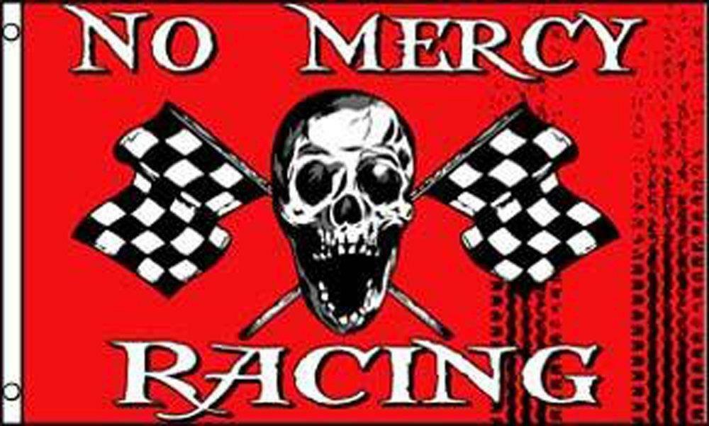 RED NO MERCY CHECKERED RACING  3 X 5 FLAG FL765 banner w grommets SKELET... - $6.60