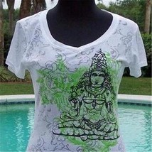 Cache Stretch Beauty Zen Buddah Burn Out Tee Top New Size S/M Yummy Soft Nwt - £31.03 GBP