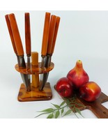 Art Deco Bakelite Fruit Knives with Holder – Vintage 1930s Amber Handle ... - $185.15 CAD