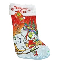 Dr Seuss Grinch Red Naughty and Nice Holiday 16 in Red Christmas Stockin... - £11.70 GBP