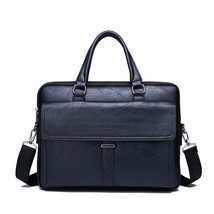  BULUO Men PU Leather  Fashion Business Bags Handbags Black Bag Men For Laptop B - £80.84 GBP