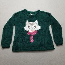 Time And Tru Sherpa Sweater Womens Large Green Long Sleeve Round Neck Fox - $17.80 CAD