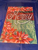 Garden House Flag Merry Christmas Poinsettia&#39;s 12&quot; x 18&quot; Jetmax Indoor O... - £6.70 GBP