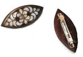 Natural Wood Pearl Fancy Hairpin Mirror Beauty set for girls Mother of pearl inl - £40.39 GBP