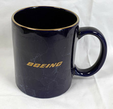 Boeing Company Aviation Ceramic Coffee Mug Marbled Blue Gold Logo 10 oz - £19.37 GBP