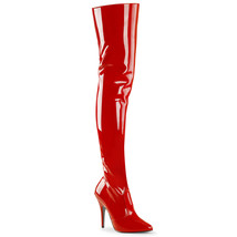 PLEASER Women&#39;s Sexy Exotic Dancer 5&quot; High Heel Red Thigh High Boots SED3010/R - £72.86 GBP