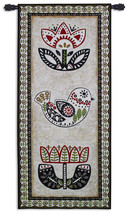 31x69 FOLK SONG Bird Floral Flowers Art Zarris Tapestry Wall Hanging - £140.80 GBP