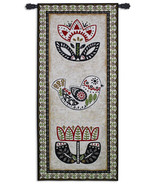 31x69 FOLK SONG Bird Floral Flowers Art Zarris Tapestry Wall Hanging - £139.55 GBP