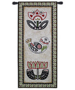 31x69 FOLK SONG Bird Floral Flowers Art Zarris Tapestry Wall Hanging - €151,44 EUR