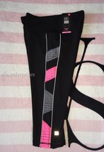 Victoria&#39;s Secret Sport Black Neon Hot Pink Gray VSX Knockout Crop Leggings - M - £59.25 GBP
