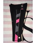 Victoria&#39;s Secret Sport Black Neon Hot Pink Gray VSX Knockout Crop Leggi... - £59.21 GBP