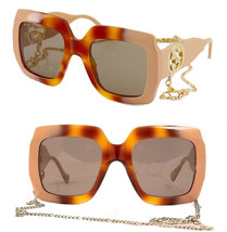 GUCCI 1022 003 Beige Havana GG Gold Chain Sunglasses GG1022S Women Authentic - £388.17 GBP