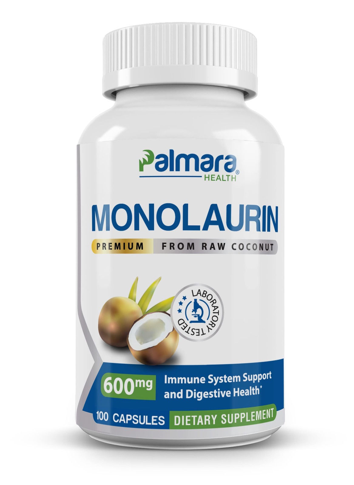Palmara Health Premium Monolaurin 600mg, 100 Capsules