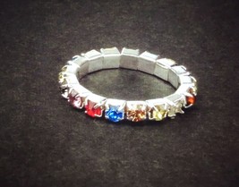 Sexy Summer 1 row Stretch Crystal Multi Colored Ring  rings Female Ring - £7.58 GBP