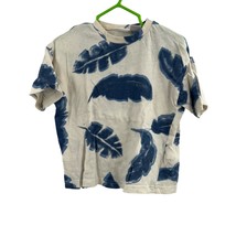 Zara Kids Cream Tee w Blue Feather Print 3-4 Year - £11.37 GBP