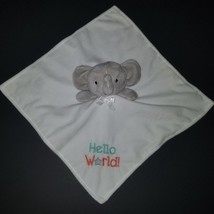 Hello World Elephant Lovey Little Me Plush Baby Toy Rattle White Gray Orange - £39.40 GBP