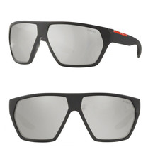 Prada Linea Rossa Active 08U Black Silver Mirrored Sport Sunglasses PS08US Wrap - £189.49 GBP