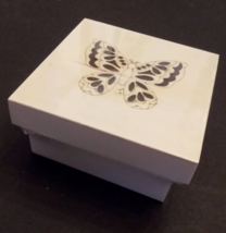NEW Butterfly Engraved Wood Jewelry Gift Presentation 4&quot; square Trinket Box - £7.76 GBP