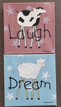 Two (2) Kimberly Grant ~ Cow Laugh - Sheep Dream ~ 10&quot; Canvas Prints ~ W... - $35.00