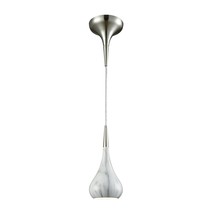 Lindsey 1 Light Pendant In Satin Nickel With Marble Print Shade 10&quot; - £17.85 GBP