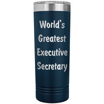 World&#39;s Greatest Executive Secretary - 22oz Insulated Skinny Tumbler - Navy - £26.37 GBP