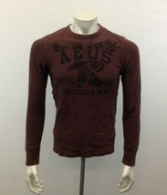 American Eagle Men&#39;s XS Brown Cotton   Long Sleeve Thermal Crew Neck Shirt - $11.77