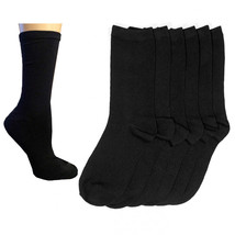6 Pair Black Knocker Calf Crew Cut Socks Solid Unisex Casual Wear Work S... - £15.92 GBP