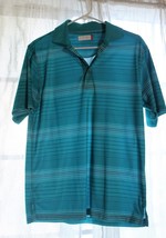 Men&#39;s BEN HOGAN Aqua Green horizontal striped  Polyester  Polo Golf Shirt Sz S - £8.62 GBP