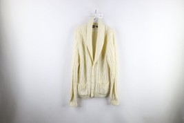 Vtg 70s Streetwear Mens L Donegal Chunky Cable Knit Fisherman Cardigan Sweater - £68.76 GBP