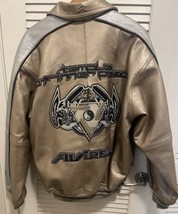 Rare AVIREX Men&#39;s Y2K Authentic Gold Silver Leather Jacket TEMPLE OF INN... - $1,200.00