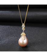 Silver Baroque Pearl Necklace S925 Silver Box Chain Electroplated 18K Go... - £31.60 GBP
