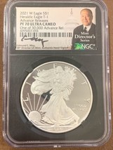 2021 W- American Silver Eagle- NGC- PF70 UC- Adv Release- Ed Moy Signed- Pop 728 - £372.23 GBP