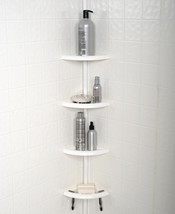 White Bathtub Shower Tension Corner Caddy Metal Pole 4 Adjustable Plasti... - $89.99