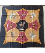 Vint Hermes Ecole Francaise D'Equitation 90cm Silk Scarf 1987 Noir/Rouge/Horses - $299.99