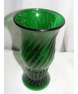 Vintage E O Brody Co Forest Green Glass Vase Swirl Rope Pattern USA - €37,77 EUR