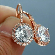 4Ct Round Cut Simulated Moissanite Drop &amp; Dangle Earrings 14K Rose Gold Plated - £39.33 GBP