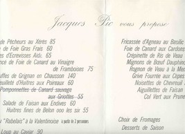 Jacques Pic Restaurant Menu Michelin 3 Star Valencia France  - £68.22 GBP