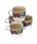 Pansy Mug Set of 4 Vintage Gibson Cups 3&quot; x 3&quot; - £36.94 GBP