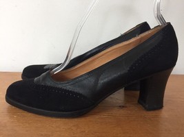 Cole Haan Made in Italy Black Leather Suede High Heel Pumps Womens 5.5 B - £46.85 GBP