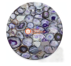 Natural Stone Coffee Table, Purple foil Agate Dining Table, Side Table, Diy Deco - £229.38 GBP+