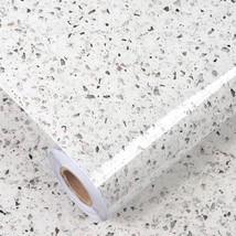 A-B-Cil Gray White Granite Contact Paper 400&quot; X 16&quot; Terrazzo Wallpaper Peel And - £35.23 GBP
