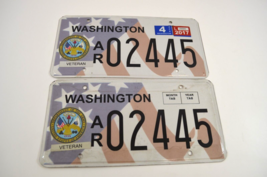 Washington State US Army Veteran License Plate Expired Pair AR 02445 2017 - £114.35 GBP