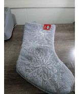December Home Gray Christmas Stocking With Snowflakes and gems. New - $34.43 CAD