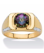 MYSTIC FIRE TOPAZ 18K GOLD OVER STERLING SILVER RING SIZE 8 9 10 11 12 13 - £237.04 GBP