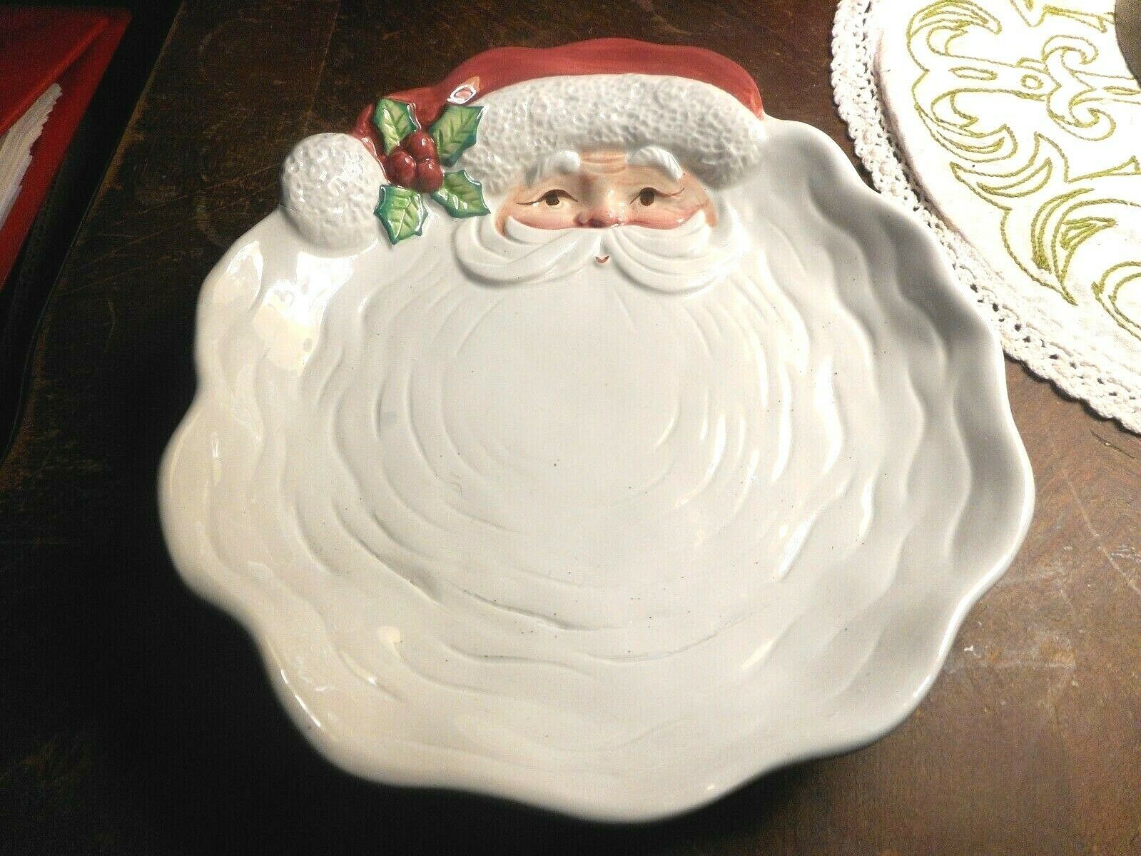 Fitz & Floyd 1989 Santa Serving Plate Santa Face Porcelain Glazed Cookie Vintage - $29.49