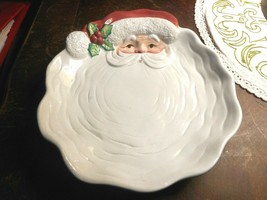 Fitz &amp; Floyd 1989 Santa Serving Plate Santa Face Porcelain Glazed Cookie Vintage - £23.56 GBP