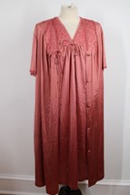 Vtg Vanity Fair L Dark Pink Nylon Antron Peignoir Robe Night Gown Set  - $41.80