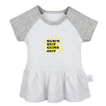 Suns Out Guns Out Design Newborn Baby Girls Dress Toddler Infant Cotton Clothes - £10.51 GBP